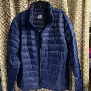 Navy Blue Quilted Down Jacket with Full-Length Zipper NWOT